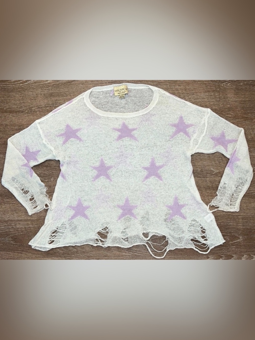 Wildfox White Label Seeing Stars Distressed Lennon Sweater